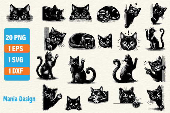Black Cat Clipart Set Silhouettes SVG Review