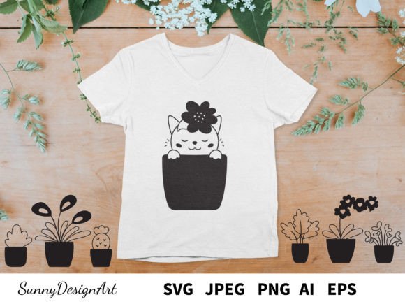 Black Cat in Flower Pot SVG PNG Review