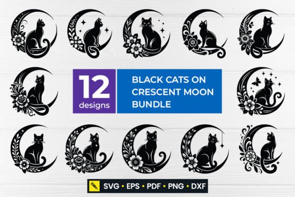 Black Cat on Crescent Moon SVG Bundle Review