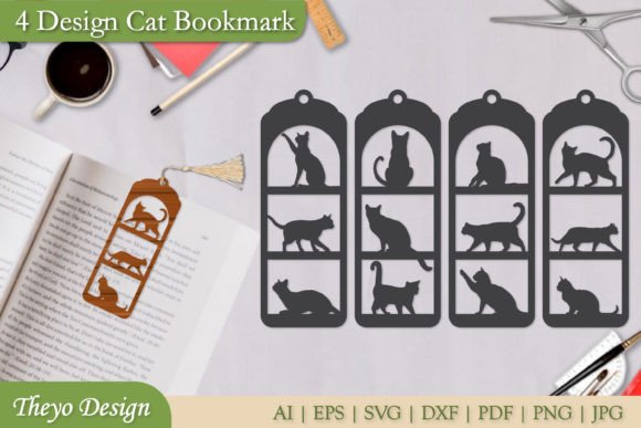 Cat Bookmarks Template Design SVG Bundle