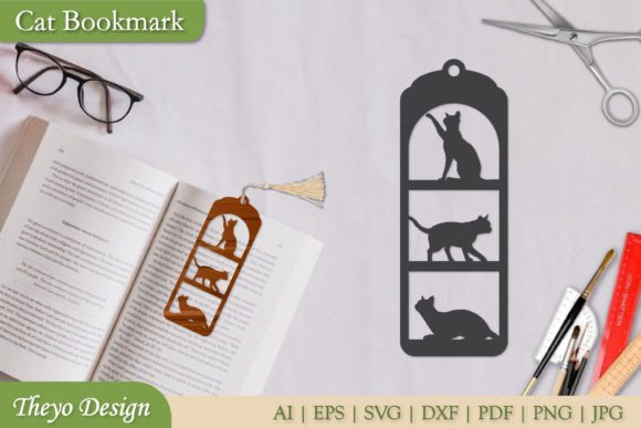 Cat Bookmarks Template Design SVG Review