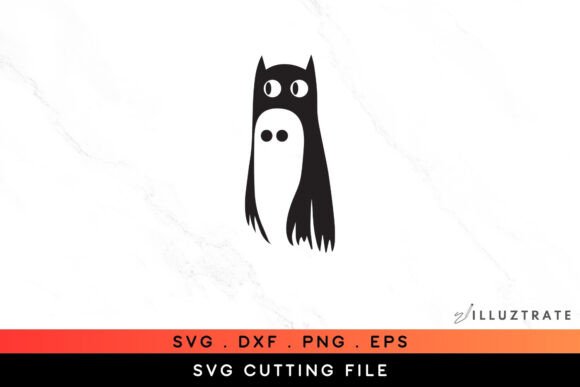 Cat Holding a Ghost SVG Cut File PNG