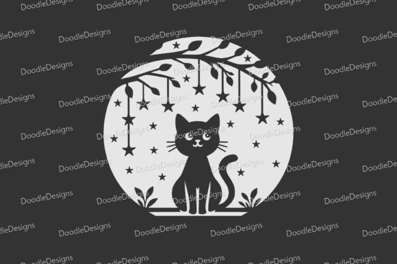 Cat Sat Under the Stars SVG Cutting File