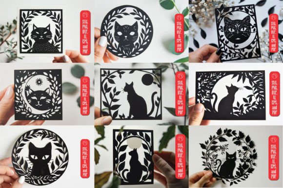 Cat with Leaves Card Paper Cut SVG Review