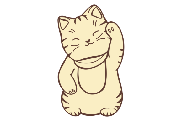 Cute Asian Cat Charm Maneki Neko Drawing