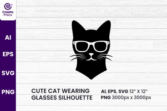 Cute Cat Wearing Glasses Silhouette SVG Review