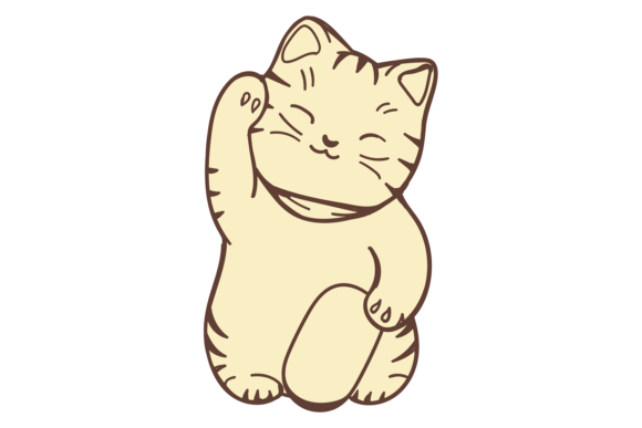 Hand Drawn Japanese Cat. Maneki Neko Fig Review